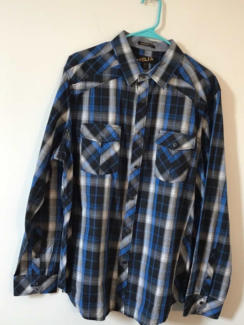 Helix Athletic Fit Snap Front Long Sleeve Shirt Size XL